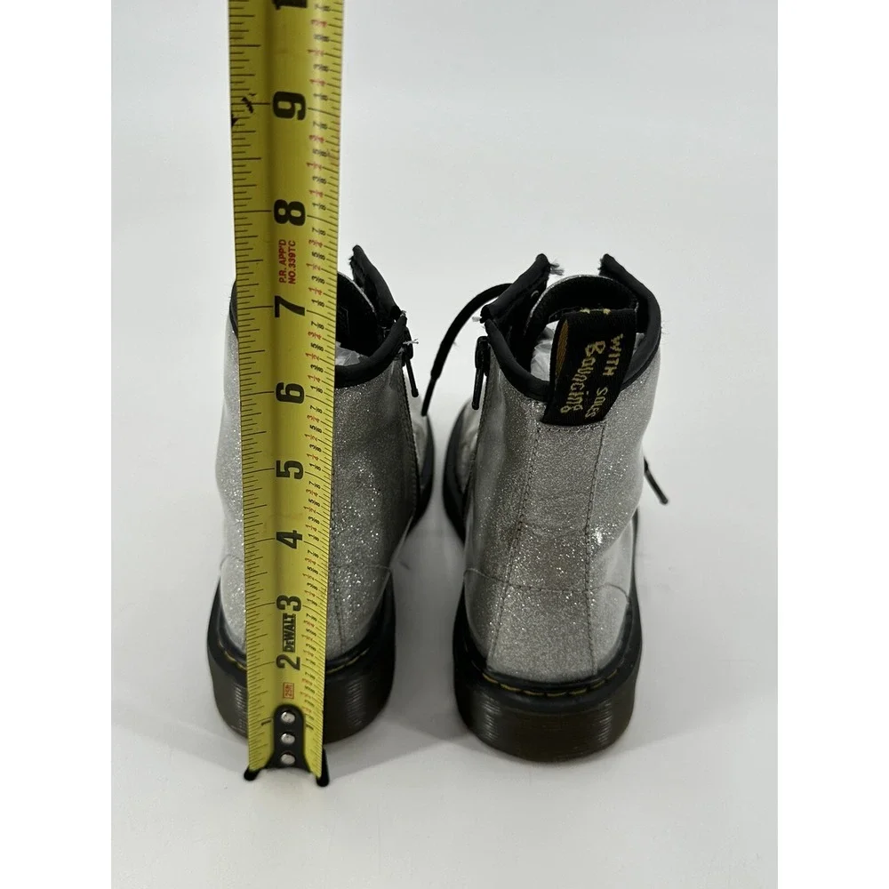 Dr Martens Boots‎ 1460 Glitter J Junior Girls Size 3 Silvery Gray Chunky Combat